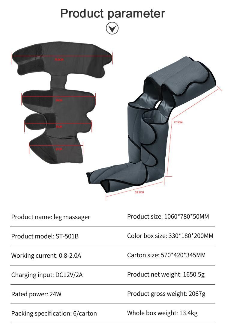 6 Massage Modes Leg Massager with 360 Degree Air Bag Compression and 3 Levels Temperature Adjustment