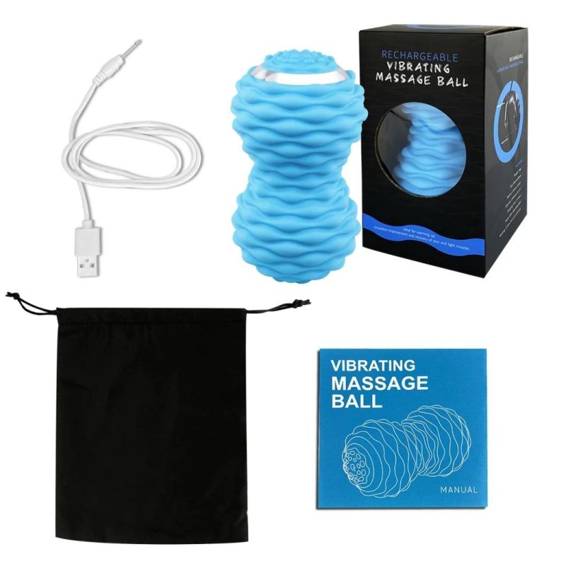 Electric Rechargeable Portable 4-Speed Vibrating Massage Peanut Ball Dual Foam Roller for Deep Tissue Recovery