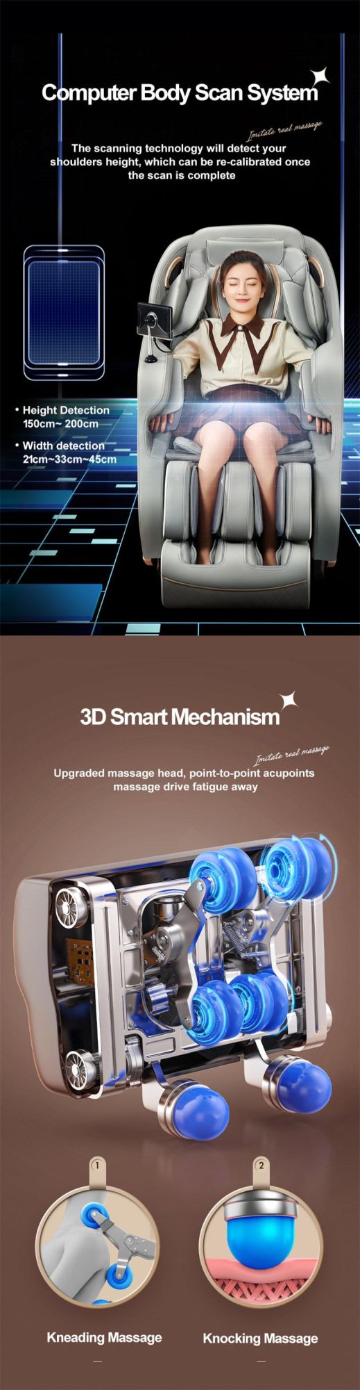 Sauron S350 2022 New Ai Voice SL Track 6D Manipulator Body Detection 0 Gravity Massage Chair with Heating Therapy