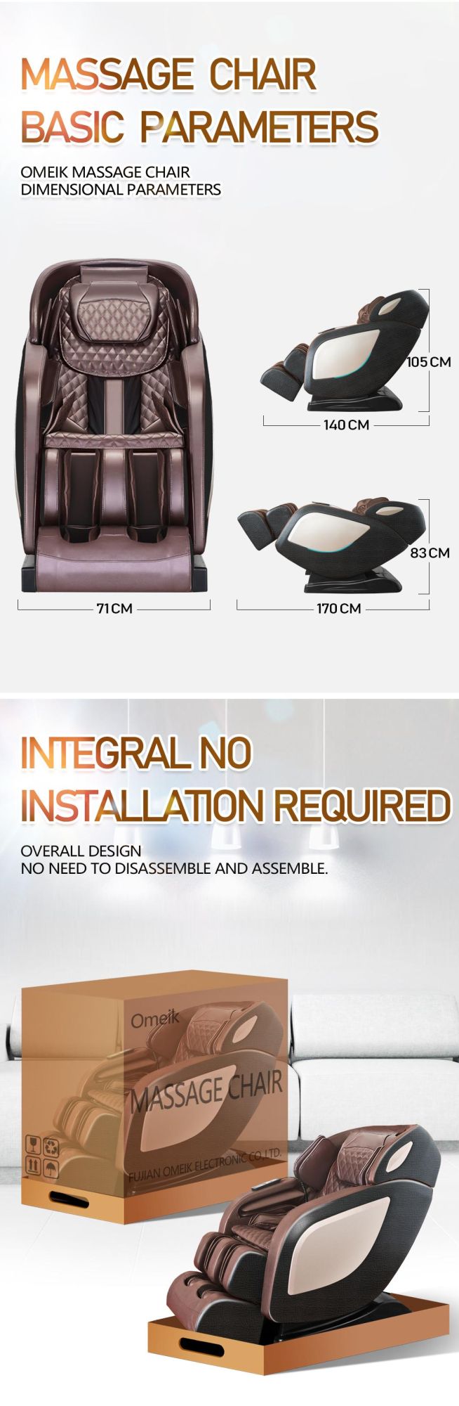 Electric Full Body SL Track Luxury Zero Gravity Shiatsu Massage Chair with Music