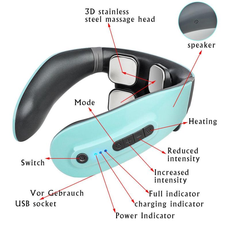 Tens Low Frequency Pulse Heating Massage 4D Smart Electric Neck Massager with 6 Modes 18 Levels