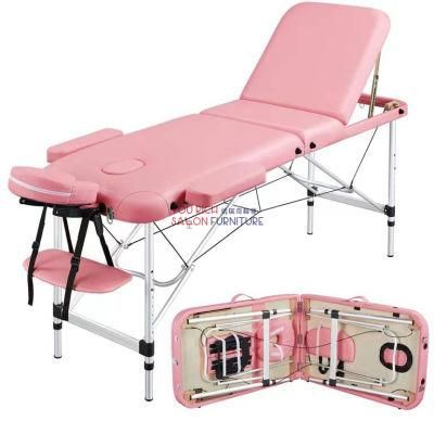 Three Bed Aluminum Alloy Facial Chair with Hole Custom Beauty Chair Folding Massage Bed