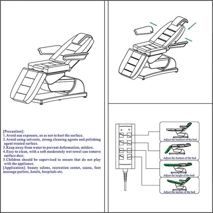 Electric Facial Bed Beauty Beds with Ce and Have 3 Motors