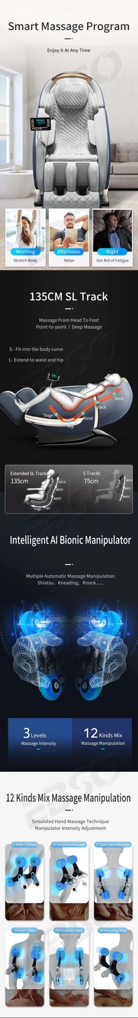 Japanese Whole Full Body Shiatsu Back 3D Luxury Foot SPA Zero Gravity Real Relax Massage Chair