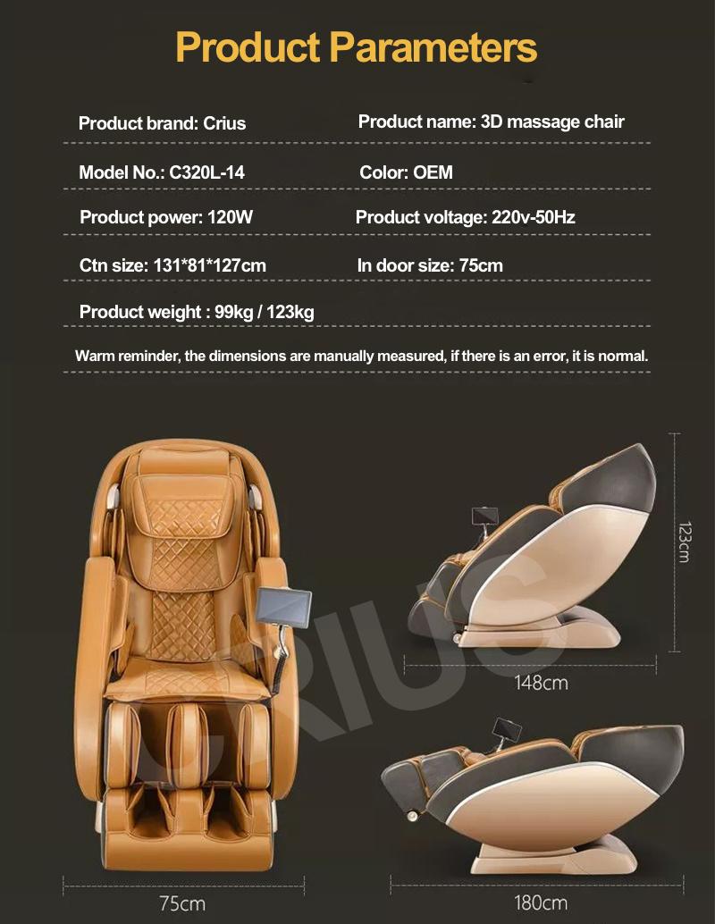 Ningde Crius C320L-14 4D Zero Gravity Electric 6 Modes SL Shape Track Full Body Shiatsu Kneading Heating Vibration Foot SPA Luxury Relax Body Care Massage Chair