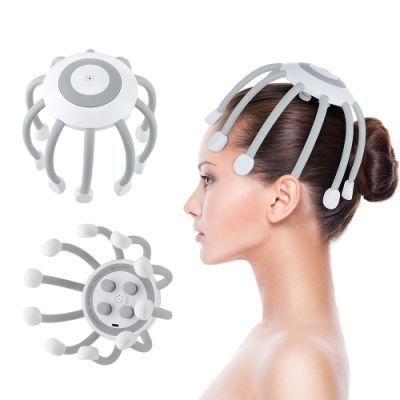 Hezheng Latest Hand-Free Automatic Electric Head Massager Rechargeable for Octopus Scalp Massage Head Relax Machine