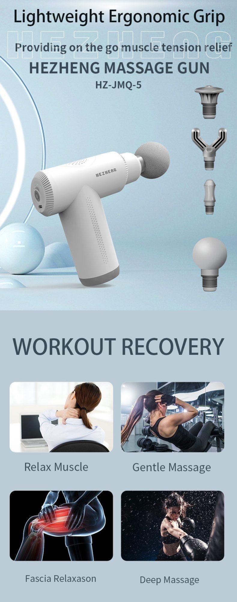 Portable Massage High Frequency Muscle Therapy Gun Body Massager for Travel
