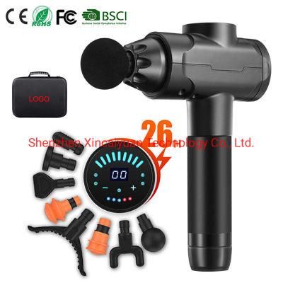 30 Speeds 6 Heads LCD Screen Touch Adjustable Deep Tissue Sports Booster Percussion Body Muscle Massage Gun