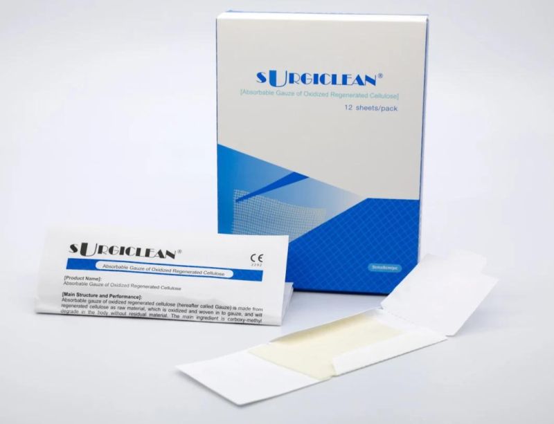 China Good Quality Sterile Surgical Bandage Absorbable Hemostatic Gauze with Regenerated Cellulose Material