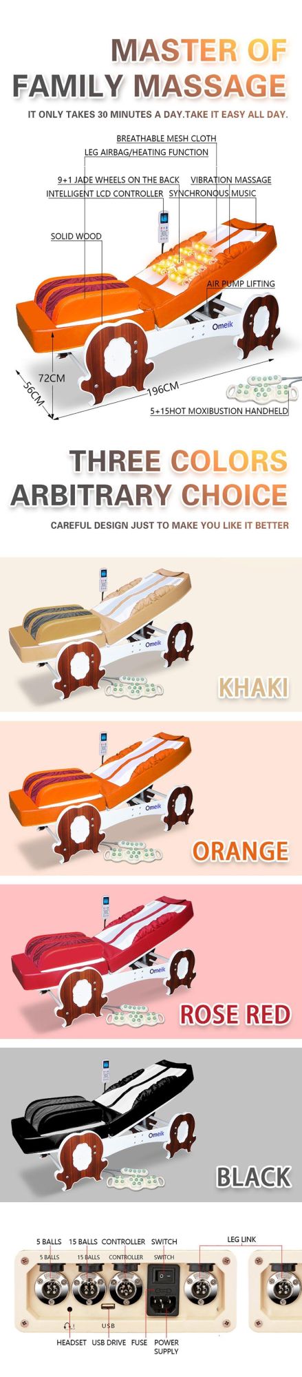 Korea Thermal Jade Massage Bed Health Care Infrared Heating Therapeutic Electric Jade Stone Roller Rolling Massage Bed