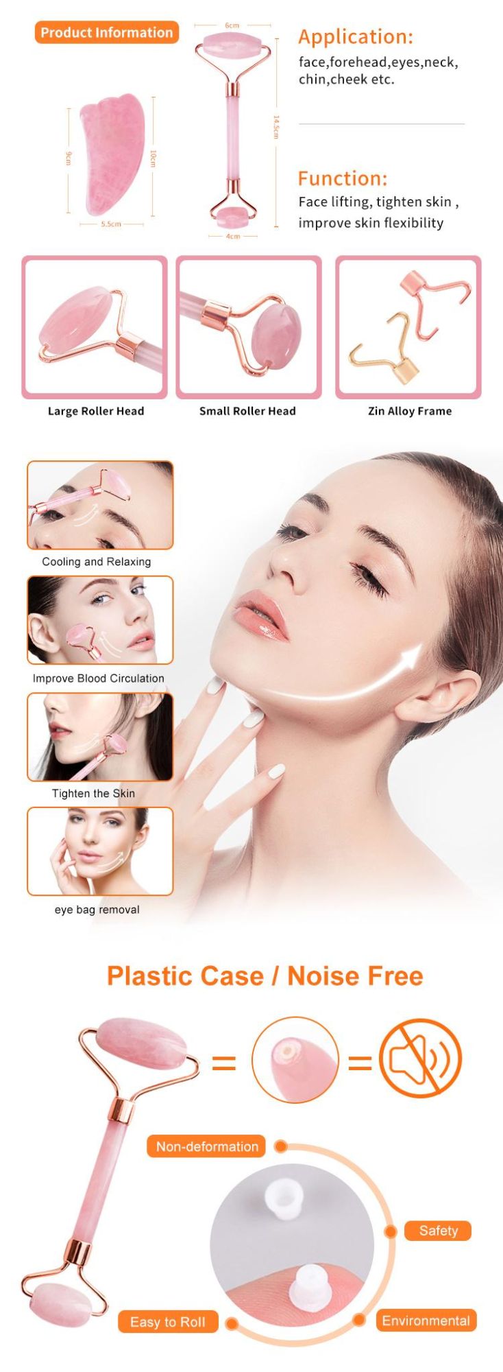 Jade Roller Rose Quartz for Face Massage Facial Jade Roller
