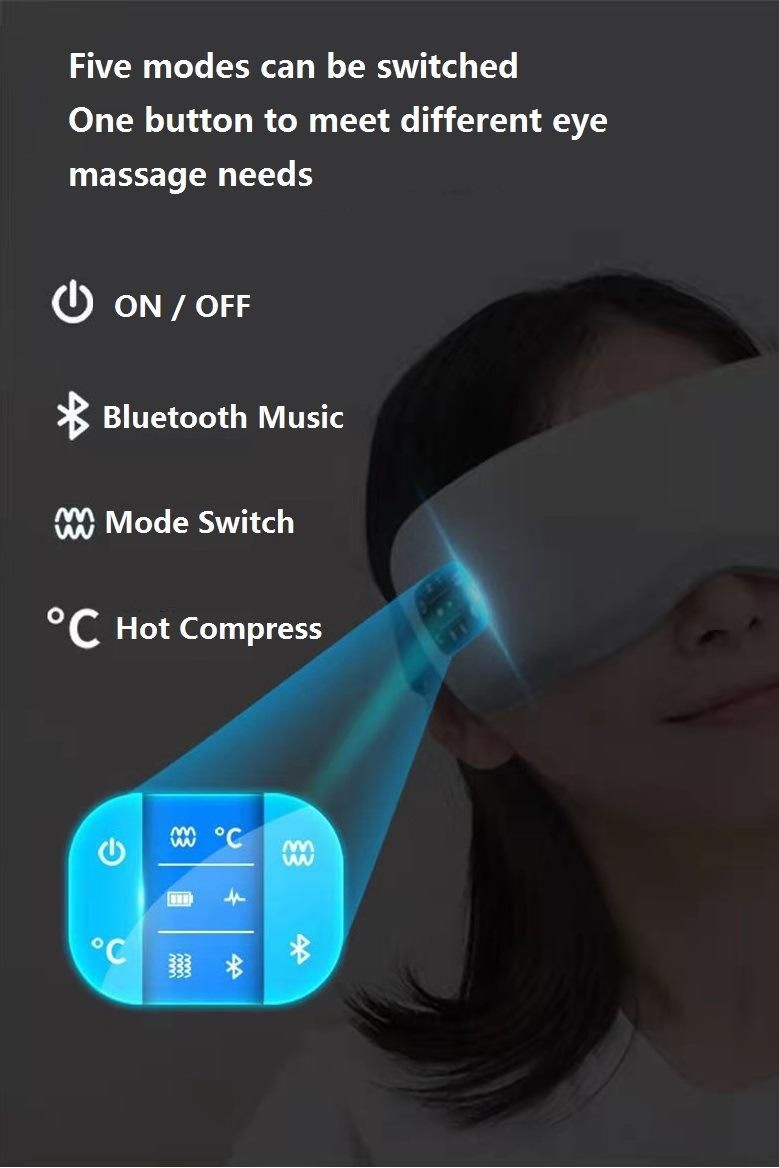 High-Frequency Vibrating Warm Heated Air Pressure Wireless Eye Massager with Music