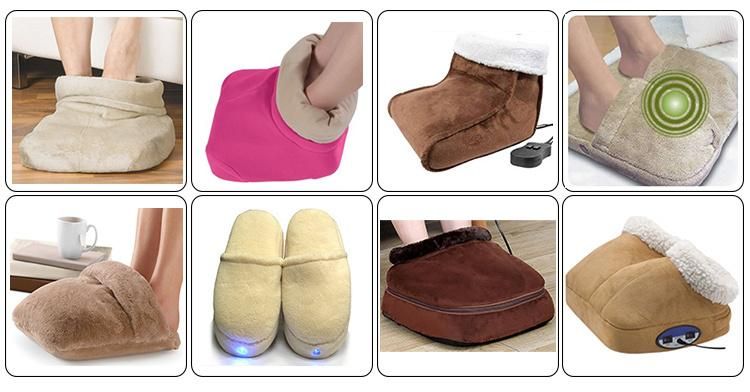 Electric Vibration and Heating Feet Warmer Fleece Thermal Foot Massage Shoes