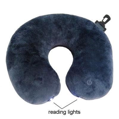 Custom Wholesale U Shape Memory Foam Travel Car Pillow Neck Electric LED Reading Lights Vibration Neck Massager