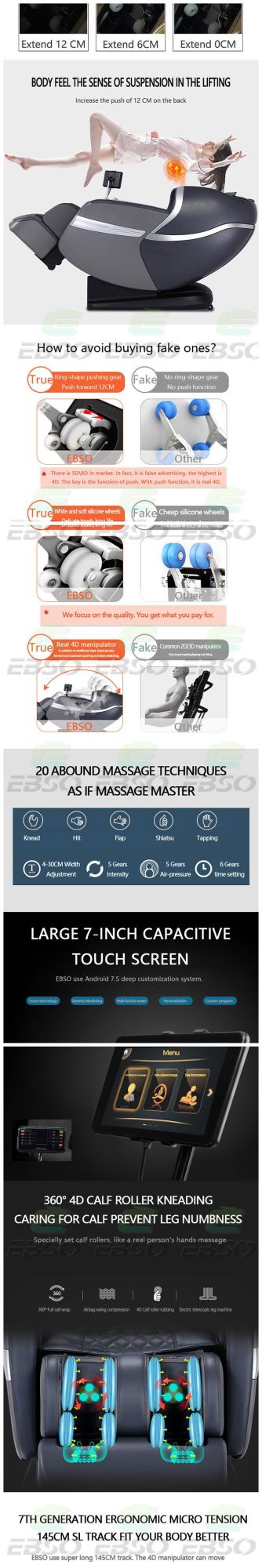 Luxury Zero Gravity 4D Massage Chair for Body with Heat Luxury Bluetooth
