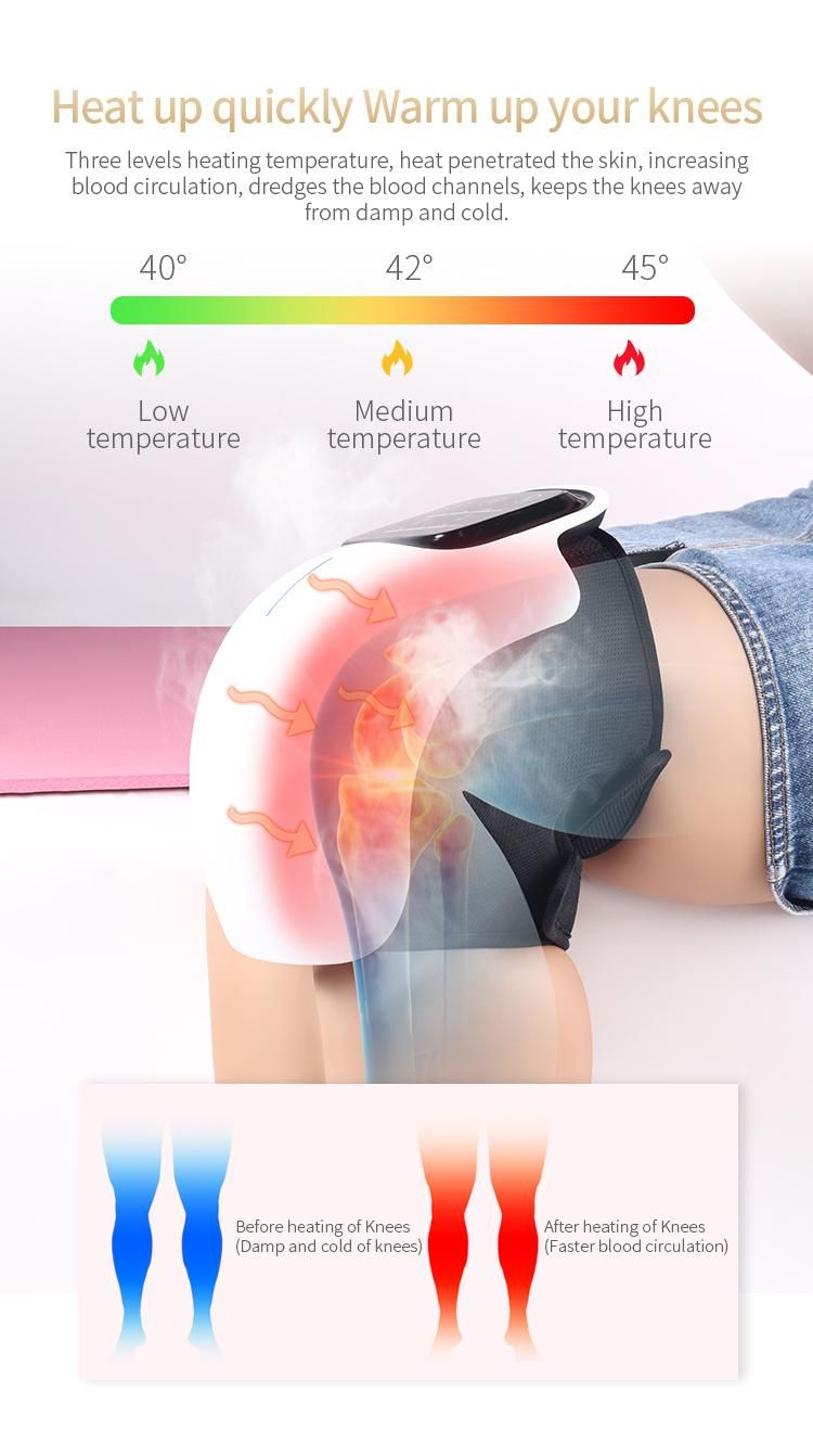Electric Smart Lnfrared Physiotherapy Massager Products Vibration Heating Knee Massager with LED Touch Screen