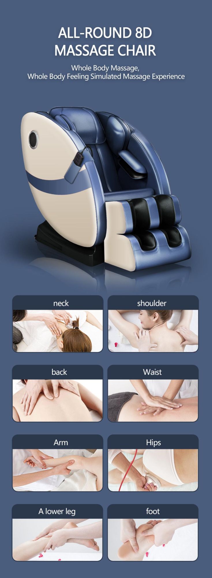 Latest Modern High-Techology PU Leather Shiatsu Air Pressure Massage Chair