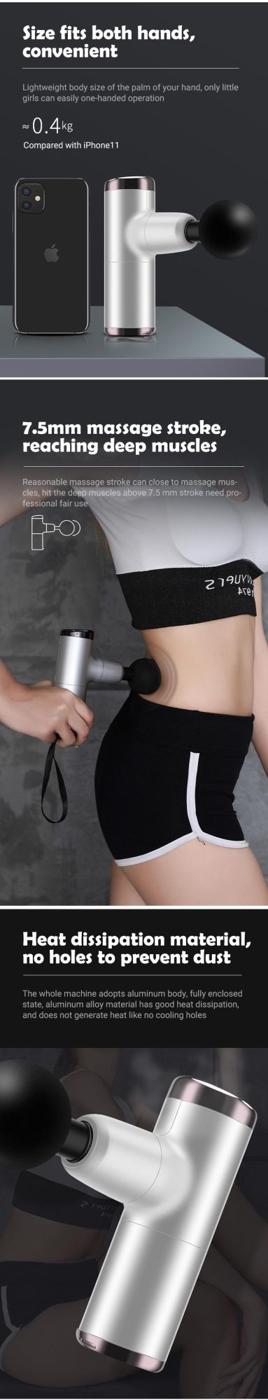 Rechargeable Battery Cordless Deep Muscle Tissue Sports Vibration Massage Gun