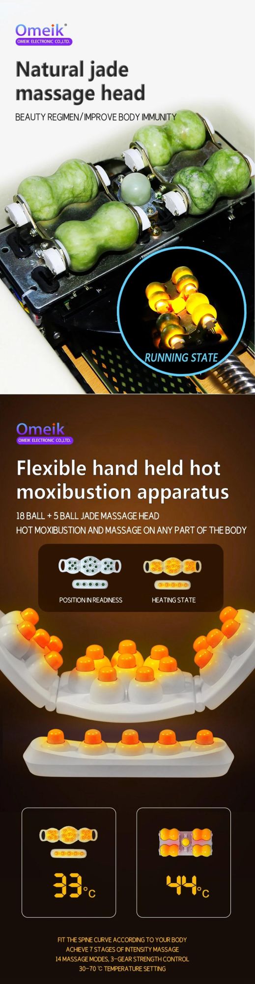 Manufacturer Adjust Backrest Thermal Relax Health Therapy Far Infrared Heating Automatic Multi-Functional Jade Roller Massage Bed for Spine