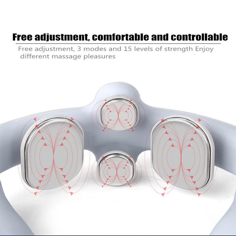 Rechargeable Magnetic EMS Neck Massager with Remote Control and 4 Heads