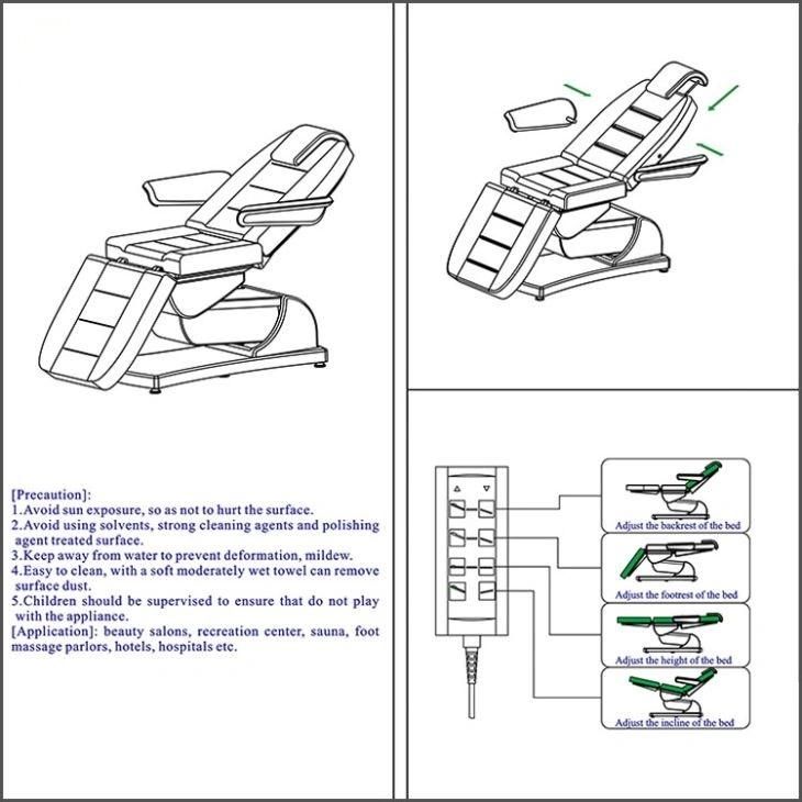 3 Functions or 4 Functions Electric Beauty Massage Bed