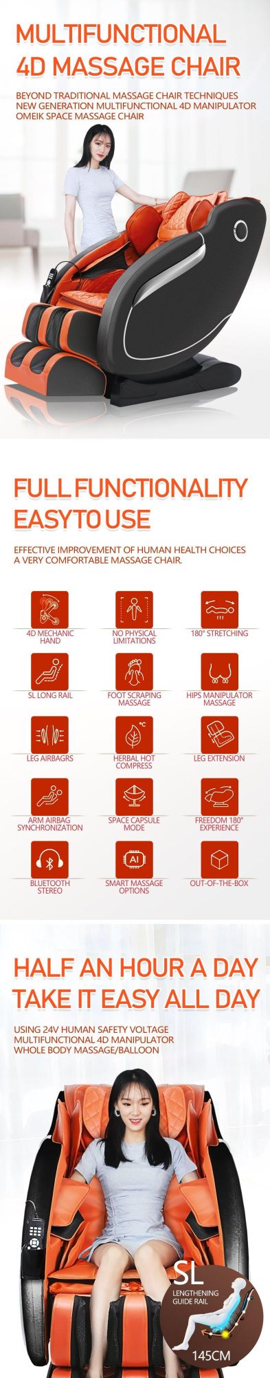 Intelligent Full Body Massage Chair Multi-Function 3D Zero Gravity Massage Chair