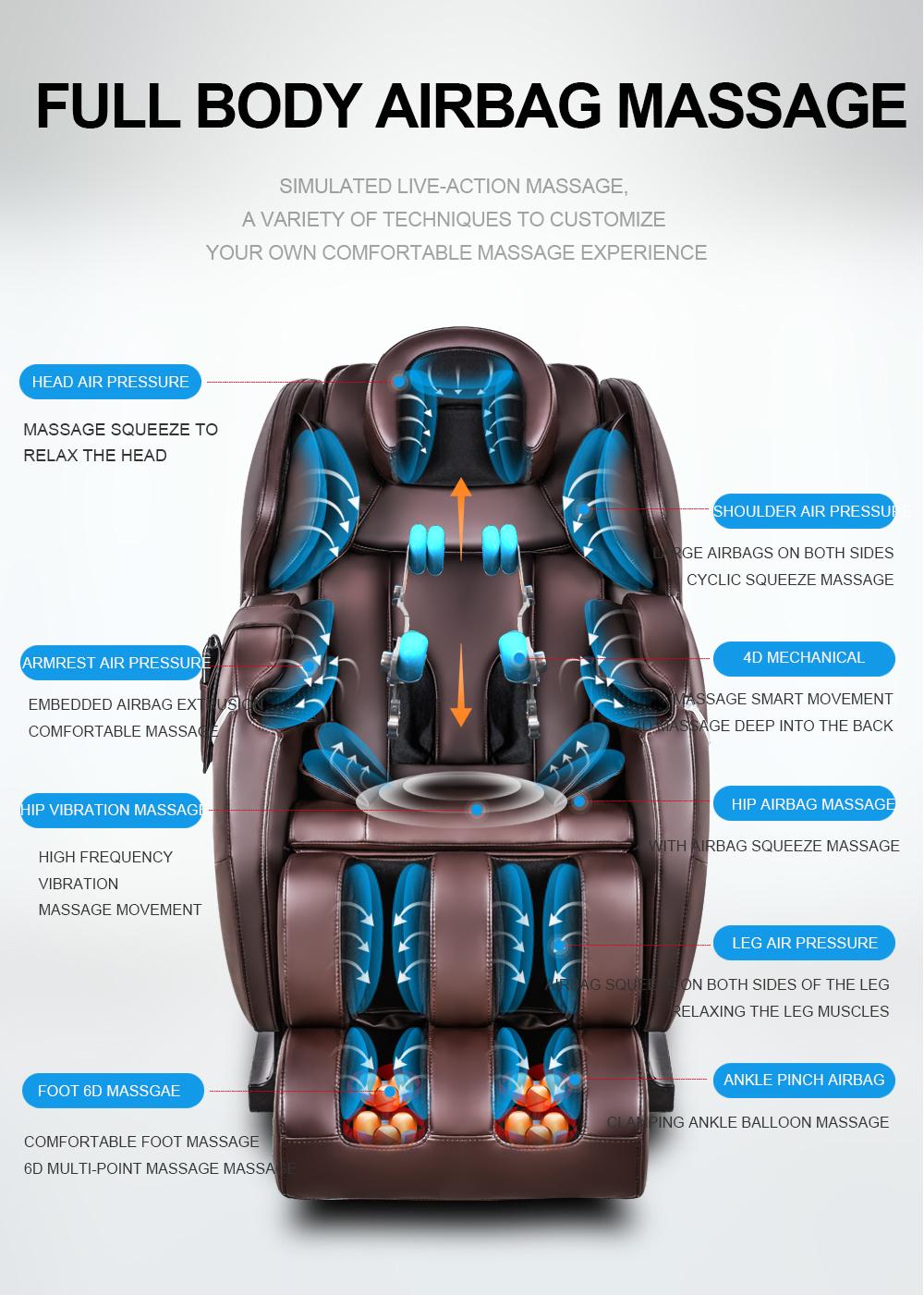 Electric Luxury Full Body 4D Zero Gravity Massage Chair 3D Cheap Price Shiatsu Reclining Massage Chair