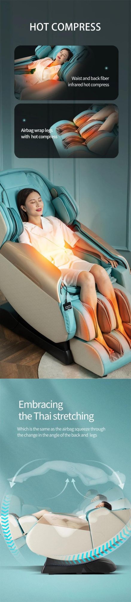 2022 Ergonomic Design Zero Gravity Electric 4D Hot Compress Office Massage Chair