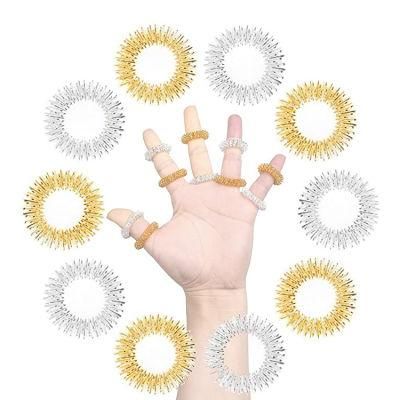 Silver Color Finger Massager Acupressure Sujok Finger Massage Ring