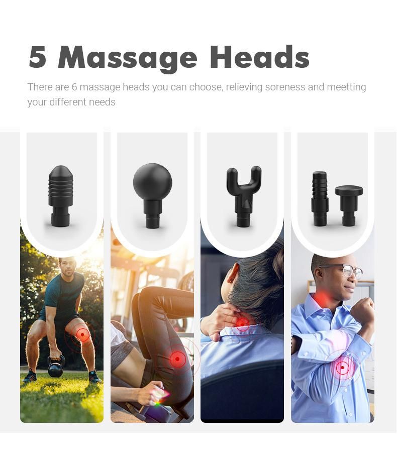 Professional Deep Tissue Massager with Ultra-Quiet Brushless 5 Speed Touch Screen Adjustment, Timer Function and 6 Massage Heads for Muscle Tension Relief