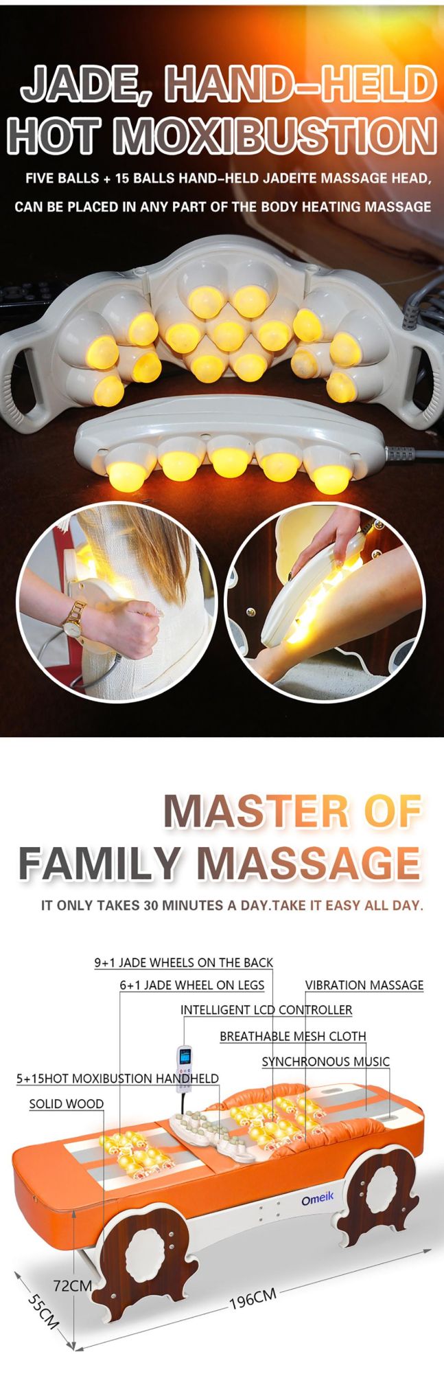 Latest Design Luxury Spine Blood Promote Jade Warm Massage Bed with Good Price