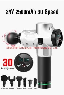 Handheld Full Body Massage Gun Sports Vibration Deep Tissue Percussion Muscle Booster Fascia Massager 30 Speeds LCD Screen