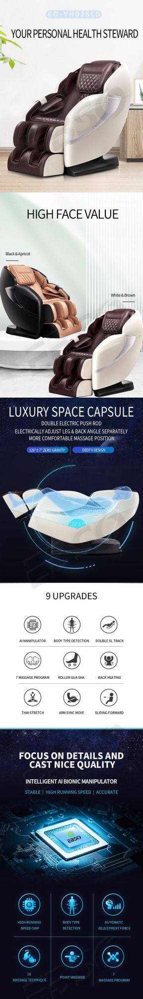 2021 Hot Sell Fashion 4D Zero Gravity Electric Machine Deluxe Shiatsu Massage Chair