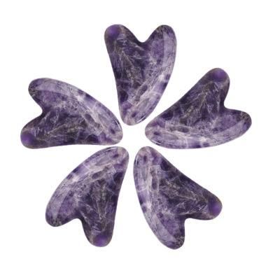 Christmas Gift Heart Shaped Gua Sha Guasha Board Amethyst Jade Stone Scraping Massage Tool Gua Sha Board