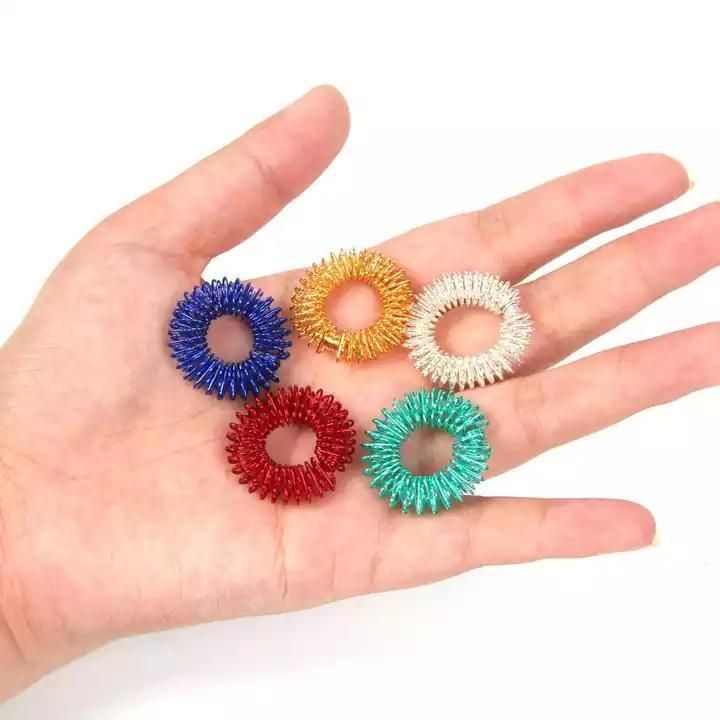 Tiktok hot selling colorful stainless steel finger massage Finger Acupressure Massage Ring