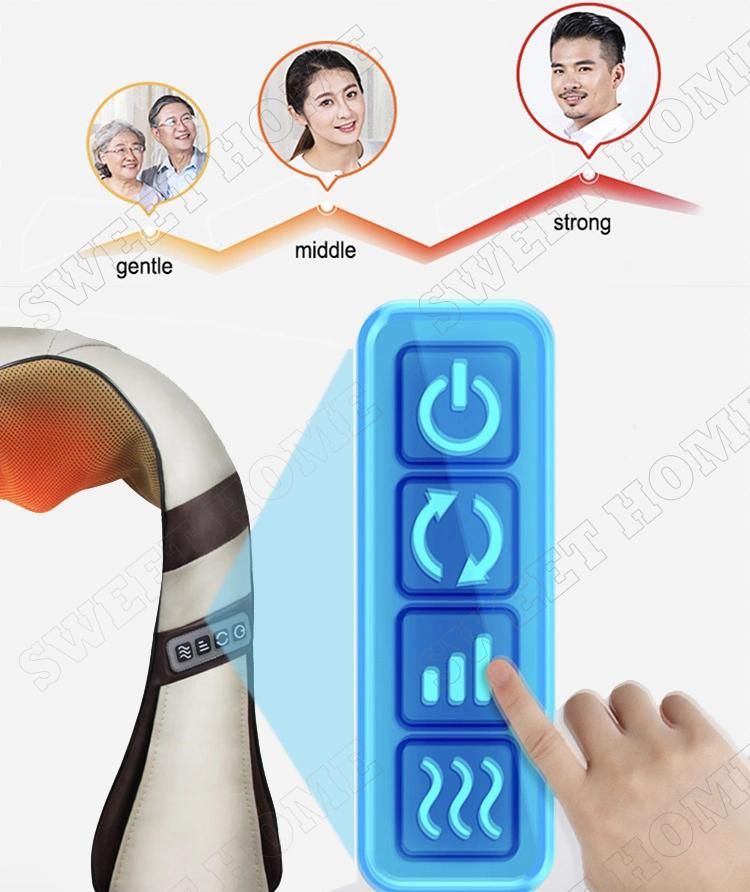 Electric Neck and Shoulder Personal Massager Body Shiatsu Massage Belt with Kneading Roller and Heating
