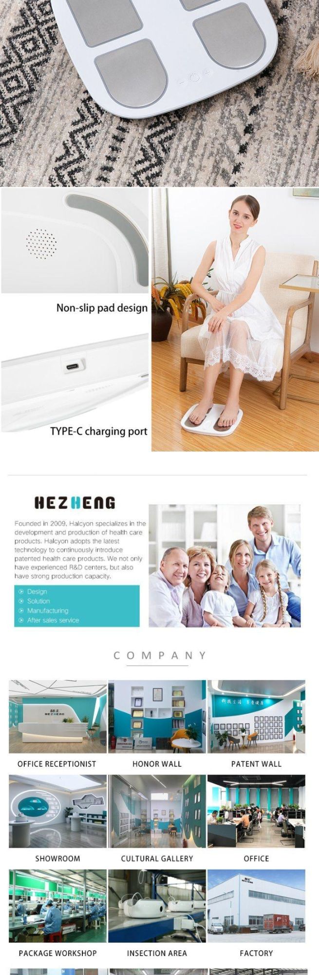 Hezheng Electric Pluse Foot Warmer Massage Mat Infrared Foot Massager with Heat