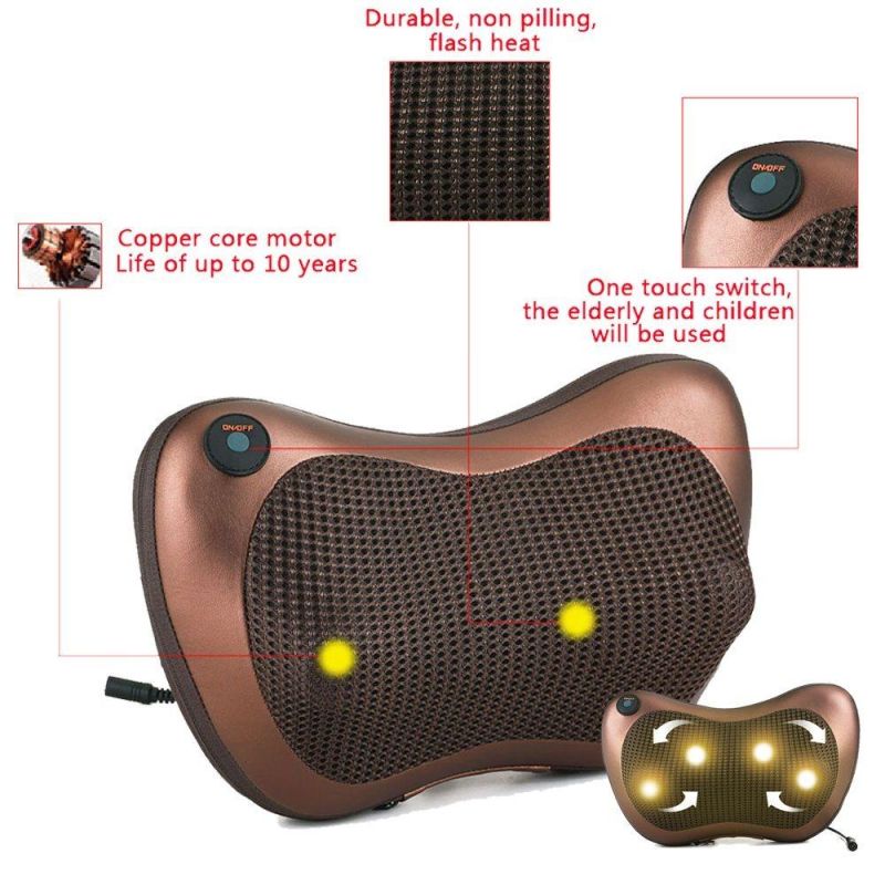 Fitness Car Home Shiatsu Heat Neck and Back Massage Pillow with Infrared Heat
