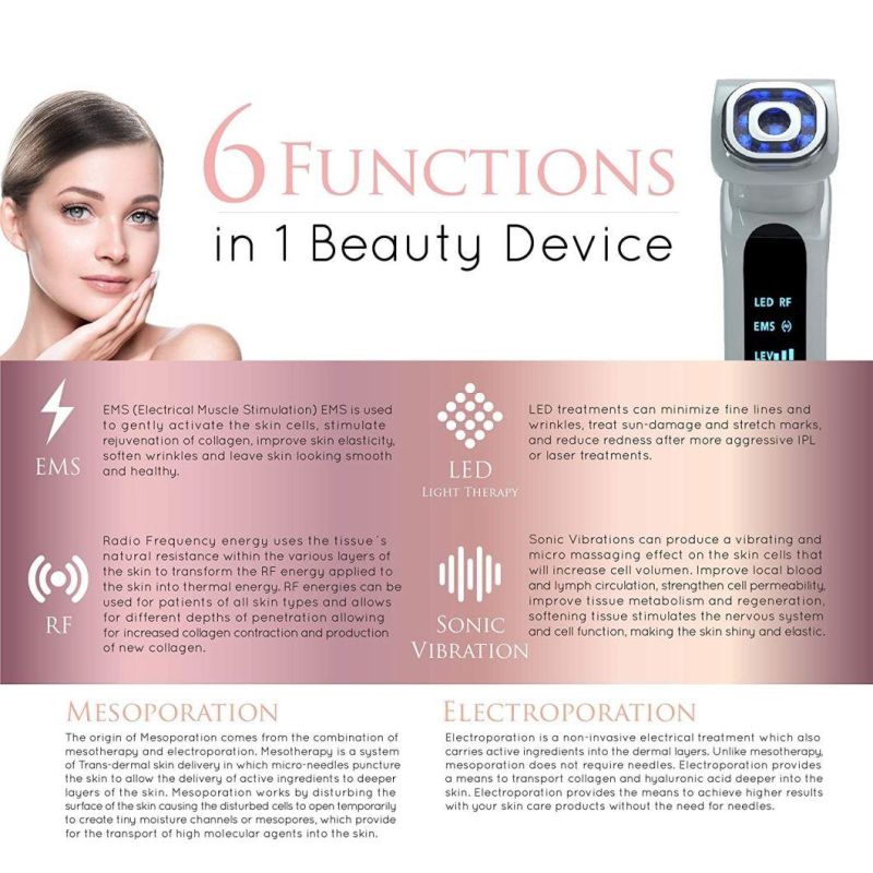 Face Lifting LED Photon Therapy Facial Massage RF Beauty Device