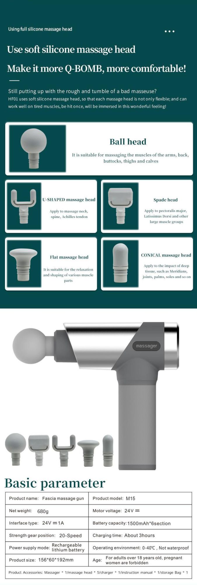 APP-Support Massage Gun with 20 Speeds Timing Control Massage Gun