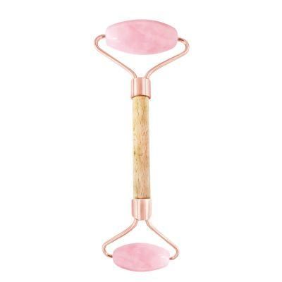 Pink Crystal Stone Jade Roller Roae Quartz Scraping Massage Facial Roller