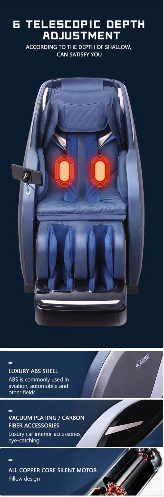 Display LCD Remote Control Luxury 4D Foot SPA Factory Price Kneading Shiatsu Blue-Tooth Full Body Massage Chair