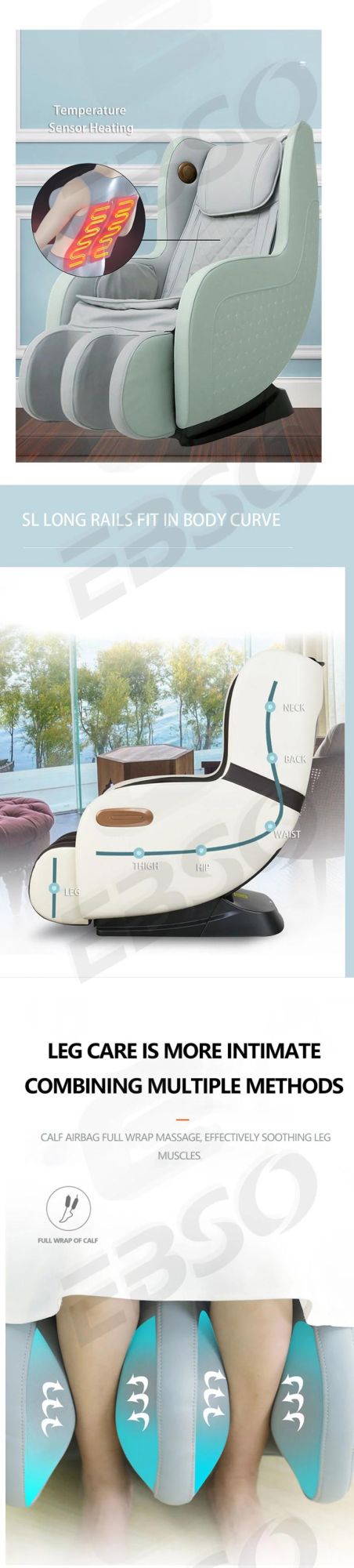 Luxury Massage Chair Full Body Modern Design with USB Charging