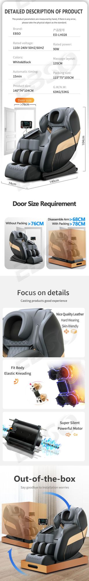 Wholesale OEM Intelligent Scanning System Program 4D Full Body Zero Gravity Shiatsu Adjustable Electric Massage Chair
