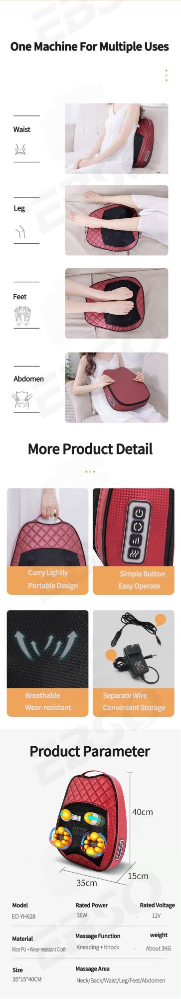 Car Massager Pillow Neck Waist Spine Home Multifunctional Whole Body Neck Electric Instrument Cushion