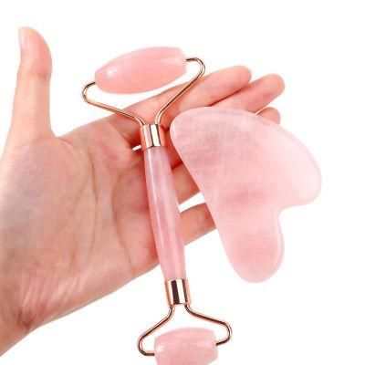 Sample Free Jade Roller Set Assembly Free DIY Jade Rose Quartz Facial Massage Roller with Gua Sha