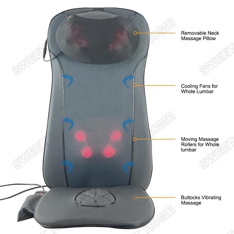 Electric Neck Shoulder Back Buttocks Shiatsu Massage Cushion with Heating and Cooling