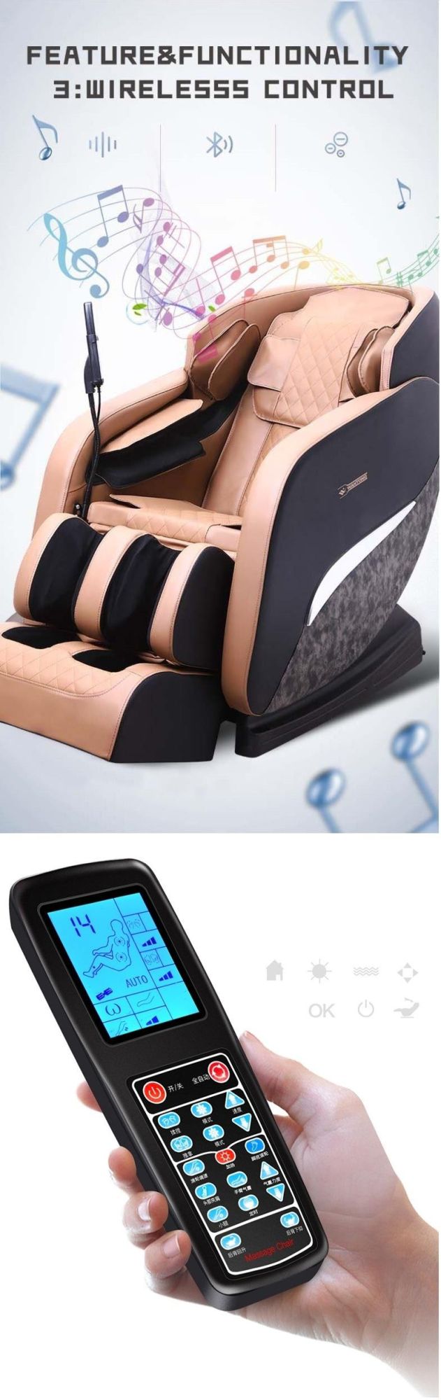 U Shape Pillow Zero Gravity First Full Body Kneading Tapping Massage Chair with Heat in Hip and Waist