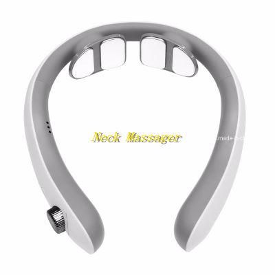 Hot Selling Electric Smart Rechargeable U Shape Wireless Portable Tens Pulse Heated Neck Massager OEM Service