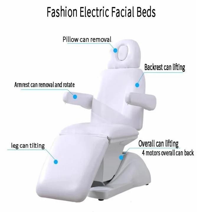 Hochey Medical Factory Price Hot Selling White Salon Furniture with Wired Handset Electric Backrest Adjustable SPA Beauty Bed